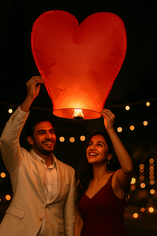 Heart Shaped Premium Sky Lanterns (Pack oof 5)
