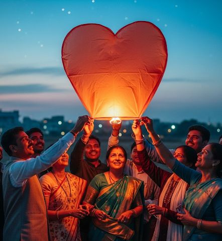 Heart Shaped Premium Sky Lanterns (Pack oof 5)