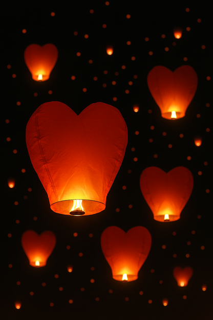 Heart Shaped Premium Sky Lanterns (Pack oof 5)